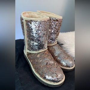 UGG Sequin Ankle Boots in Silver and Gold
